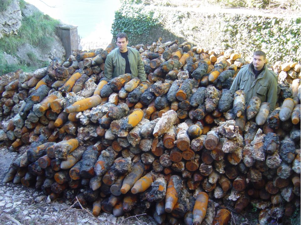 Recovered ordnance stockpile at the former Kumbor military base